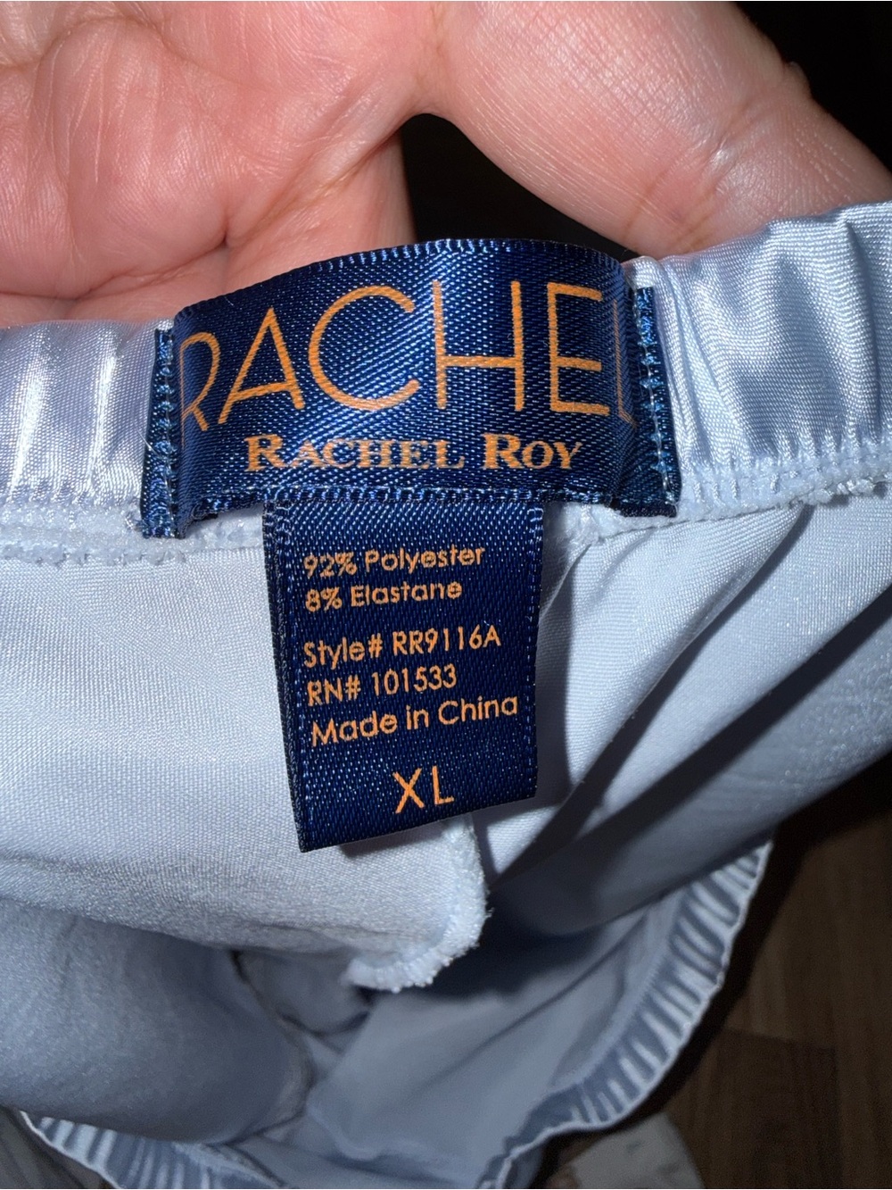 RACHEL Rachel Roy Light Blue Satin Lace-Trim Slip - Picture 4 of 5